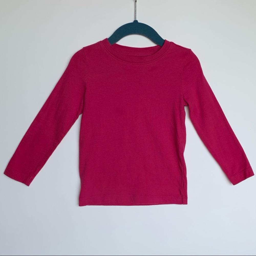 Primary Long Sleeve Slim Tee, Raspberry, 2T